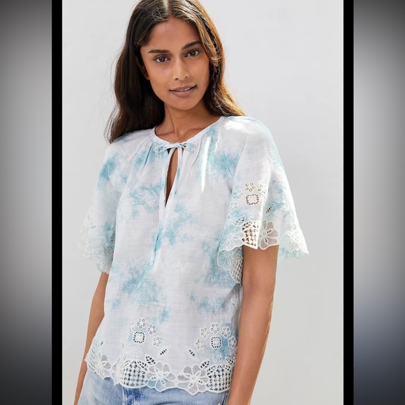 Anthropologie Tops - ANTHROPOLOGIE Olivia Embroidered Tie-Dye Blouse